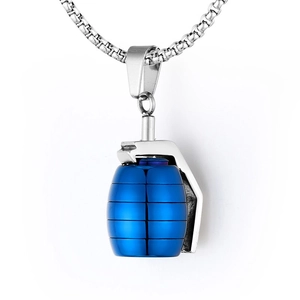 Cool Stainless Steel Grenade Pendant Necklace For Men Military Style Punk Hip Hop Jewelry Hand Grenade Model Charm Necklace