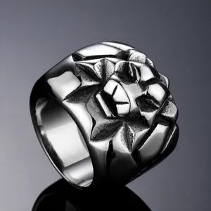 Heren Stoere Titaniumstaal Leeuwenkop Ring Geometrisch Gepolijst Punk Heavy Metal Vingerring Statement Sieraden Cadeau