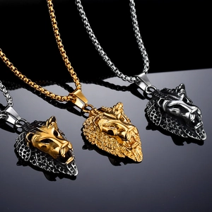Collar de Colgante Cabeza de León para Hombre Hip Hop Punk Joyería de Acero Inoxidable para Hombre Accesorio Biker Pulido Regalo