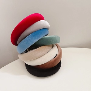 Velvet padded sponge headband for women in assorted vintage colors with handmade inner lining