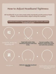 Detailed instructions for adjusting the tightness of the fabric plaid headband for adults
