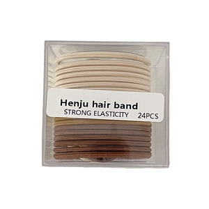 Lot de 24 élastiques à cheveux tons terre dans une boîte transparente pour femme