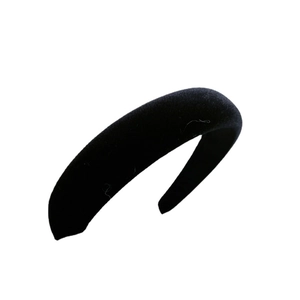 French style black velvet padded headband with elegant thick wide sponge design for women
