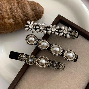 Pinza para el Cabello Vintage Barroca con Perlas Artificiales de Imitación y Strass para Mujer Pasador de Aleación Estilo Francés Elegante