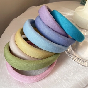 Thick sponge headbands in multi-colored macaron fabric for hair volume and styling