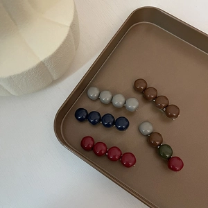Korean Retro Minimalist Beaded Hair Clip Resin Alloy Duckbill Hairpin Elegant Geometric Round Ball Hair Accessory For Women
