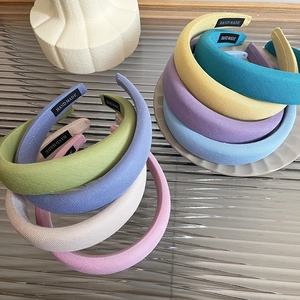 Thick padded sponge headband set in assorted pastel cream colors for women styling