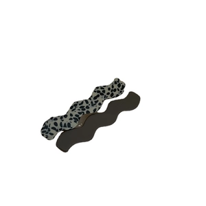 Barrettes à cheveux ondulées en acétate, ensemble imprimé léopard et gris foncé chic