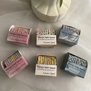 Set of colorful braided elastic hair ties with high elasticity in various pastel tones