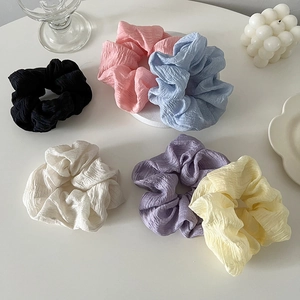 Chouchou Plissé Style Coréen Couleur Unie Bandeau Élastique pour Femmes Mode Douce Accessoires de Coiffure Froncés