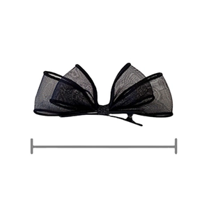 Barrette à cheveux élégante en résille noire avec nœud papillon et base en métal