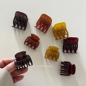 Pince à Cheveux Vintage en Acrylique pour Femmes Style Coréen Café Géométrique Couleur Unie Brillante Accessoires Cheveux