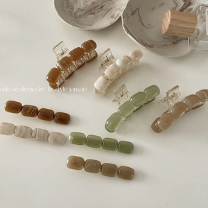 Elegant amber texture acrylic hair claw clips and side pins set in various retro colors