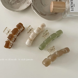 Elegant Amber Marble Resin Hair Clip For Women Korean Style Acrylic Hair Claw Geometric Square Barrettes Hair Accessories