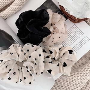 Damen Netzspitze Haargummi Vintage Punktmuster Herz Blumenmuster Haargummi Pferdeschwanz Halter Eleganter Koreanischer Stil Haarschmuck