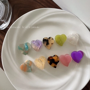 Korean Acetate Mini Heart Hair Claw Clips Small Sweet Tortoise Marble Pattern Hairpins For Women Girls Hair Accessories