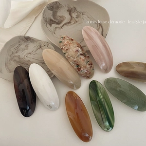 Pince à Cheveux en Acétate Marbré Style Français Élégante Barrette à Ressort Ovale Accessoire de Coiffure pour Femmes