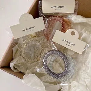 Elastici per Capelli a Spirale Cavo Telefonico in Resina Senza Pieghe Supporto per Coda di Cavallo Colori Morandi Donna
