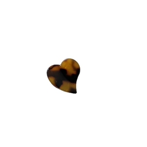 Mini heart shaped acetate hair claw clip with classic tortoiseshell pattern for women