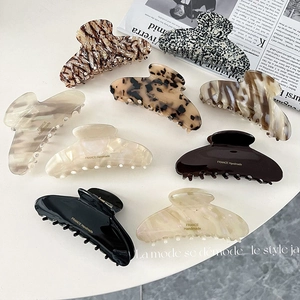 French Vintage Large Cellulose Acetate Hair Claw Clips Strong Hold Leopard Tortoiseshell Patterns Hair Jewelry For Women