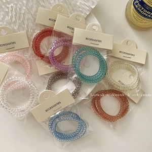 Korean Style Clear Spiral Telephone Line Hair Ties Set High Elastic No Crease Hair Rings For Women Hair Accessories
