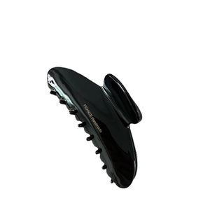 Polished black acetate hair claw clip with gold France Handmade lettering for women