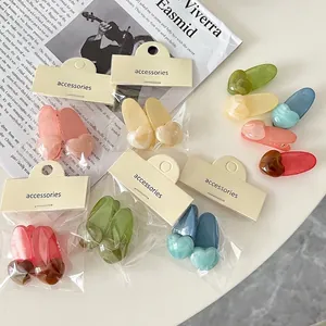 Lot de Barrettes à Cheveux Mignonnes en Forme de Cœur pour Femmes Filles Plastique Résine Couleur Gelée Texture Marbrée