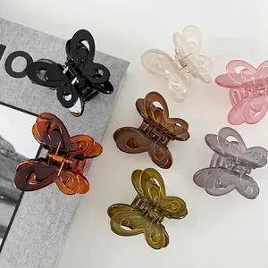 Butterfly Hair Claw Clips Matte Transparent Acrylic Jelly Hair Clamps Hollow Butterfly Design Hair Accessories For Women