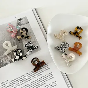 French Minimalist Cellulose Acetate Hair Claw Clips Leopard Print Checkerboard Tortoiseshell Hair Clips For Women Accessories