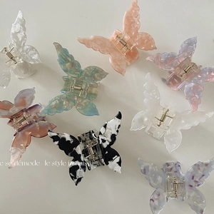 Korean Sweet Acetate Butterfly Hair Claw Clip Marble Pattern 3D Iridescent Large Hair Grip For Women Girls Hair Accessories