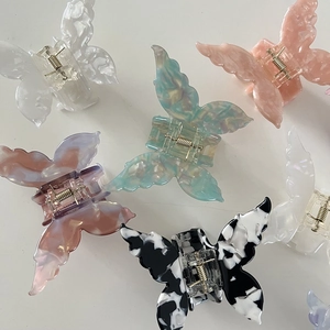 Chic acetic acid butterfly hair claws in five gradient colors and marble patterns