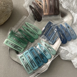 Set of minimalist colorful matte BB hair clips in stylish earthy tones for women