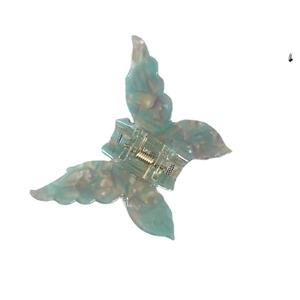Translucent mint green acetate butterfly hair claw clip with stylish marble pattern design