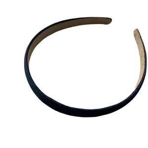 Padded wide blue denim headband with non-slip lining for extra hair volume