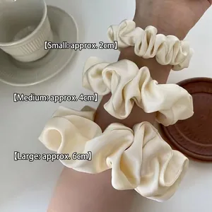 French Style Silky Satin Scrunchies For Women Elegant Pleated Large Medium Small Hair Tie Elastic Hair Band Accessory