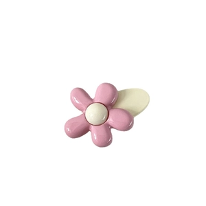 Chic Korean style pink flower hair clip with cream base for women daily hair styling