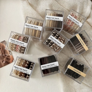 Boxed Seamless Hair Ties For Women Girls High Elasticity Braided Hair Bands Earth Tones Simple Fashion Hair Accessories
