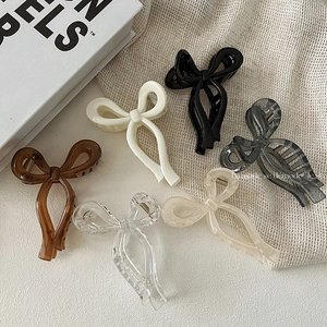 Korean Style Simple Ribbon Bow Hair Claw Clip For Women Large Plastic Matte Glossy Hair Crab Shark Clip Hair Accessory