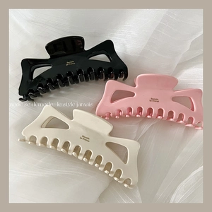 Three-piece large French hollow hair claws in black, pink, and cream white set