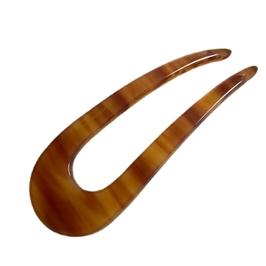 Minimalist U-shaped tortoise shell hair pin made of polished resin for french bun styles