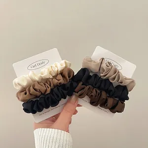 Brown Earth Tone Scrunchie Set with High Elasticity for Autumn Hair Styling