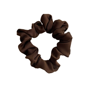 Brown fabric scrunchie hair tie with ribbed texture for women autumn hair accessories