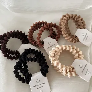 Vintage Spiral Telephone Wire Hair Ties Braided Fabric High Elasticity Ponytail Holder Hair Bands Women Daily Styling Accessories