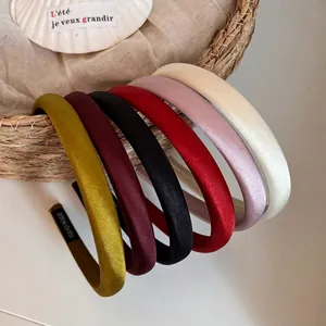 Serre-tête Rembourré en Satin Rétro Français pour Femme Couleur Unie Design Épais pour Effet de Hauteur Accessoire Cheveux Élégant