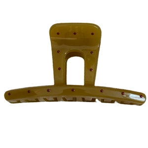 Vintage olive green polka dot hair claw clip with semi-transparent finish for women