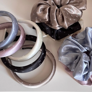 Style Coréen Petit Imprimé Floral Satin Chouchous Serre-tête Rembourré Élégant Accessoires Cheveux Pour Femmes Bandeau en Satin Imprimé