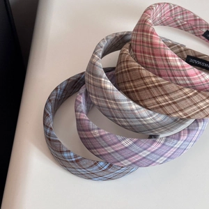 Retro plaid wide headband collection in various colors with handmade fabric texture