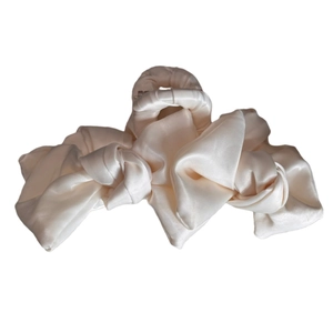 Elegant cream satin bow hair claw clip with a large shark clip design for women