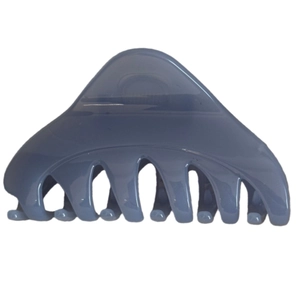 Pince à cheveux triangle bleu-gris foncé avec finition en résine lisse pour femme