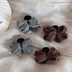 Pince à Cheveux Élégante avec Nœud en Laine Tricotée pour Femmes Style Coréen Doux Hiver Automne Accessoires de Cheveux en Tissu